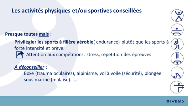 Filière aérobie : activités physiques et/ou sportives conseillées