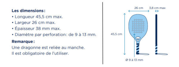 Raquette de padel (dimensions)